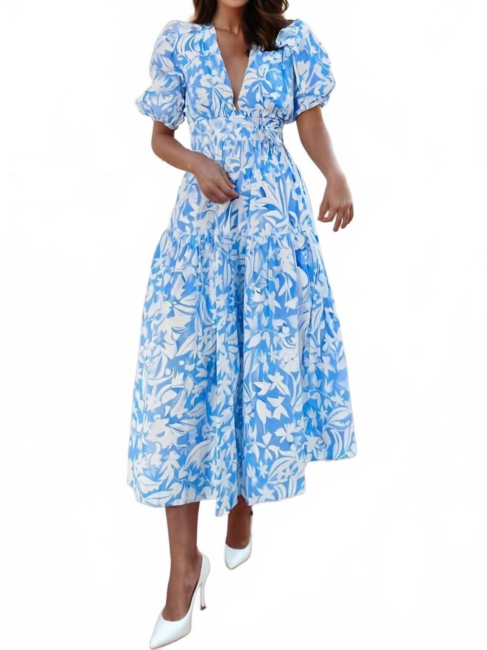 NEW 1 THE WOMAN anna floral dress in blue